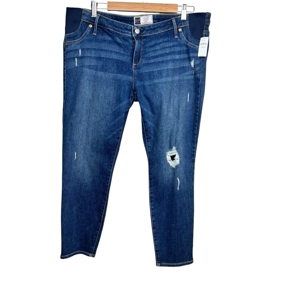GAP Maternity True Skinny Ankle Jeans – Women’s Size 34 – Blue Distressed Denim